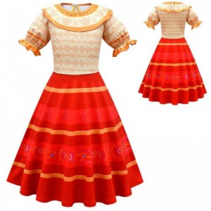 Carnival Halloween Prinzessin Party Kleidung Blume Rüschen Langes Kleid Mirabel Encanto Kostüm 90-170 cm HCIS-006