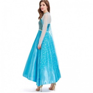 Novedades 2022 Halloween Cosplay Fancy Party Dress Up Blue Long ELSA Kostüm Erwachsene HCGD-054