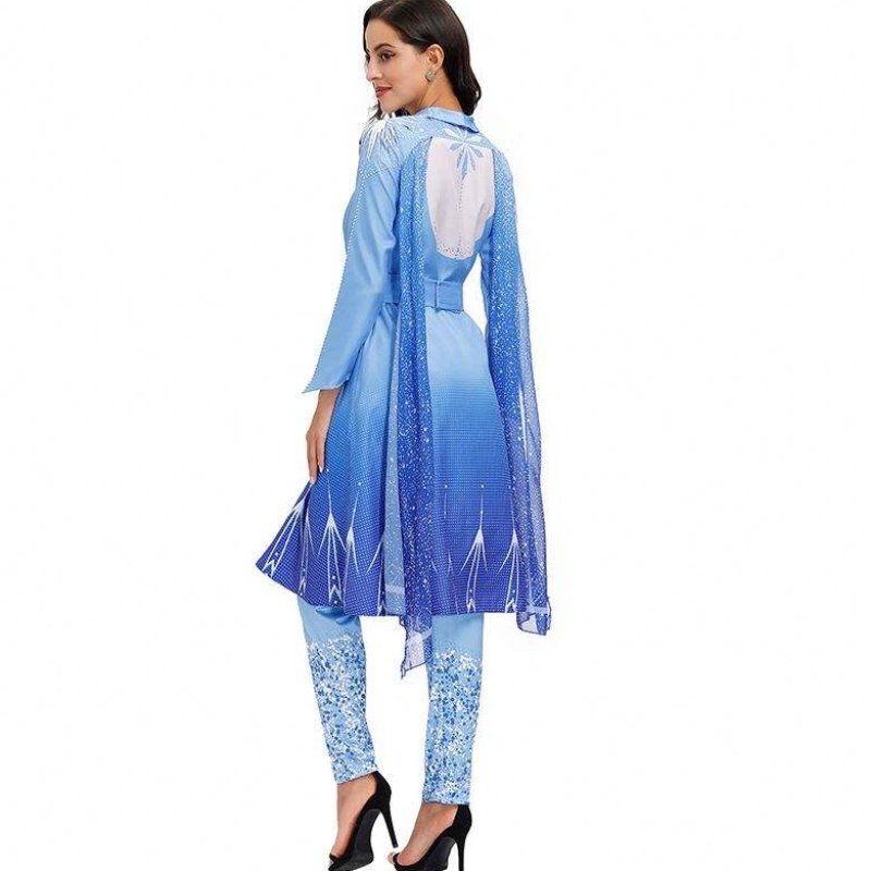 2022 Neuankömmlinge Erwachsene Schnee Königin Elsa Cosplay Halloween Kostüm Frauen HCGD-055