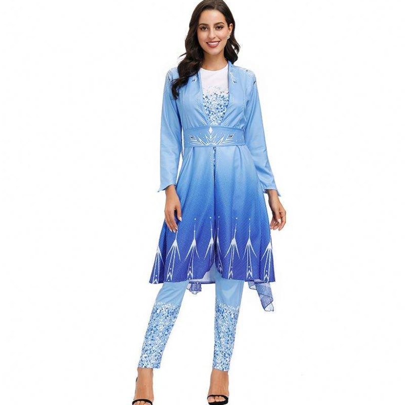 2022 Neuankömmlinge Erwachsene Schnee Königin Elsa Cosplay Halloween Kostüm Frauen HCGD-055