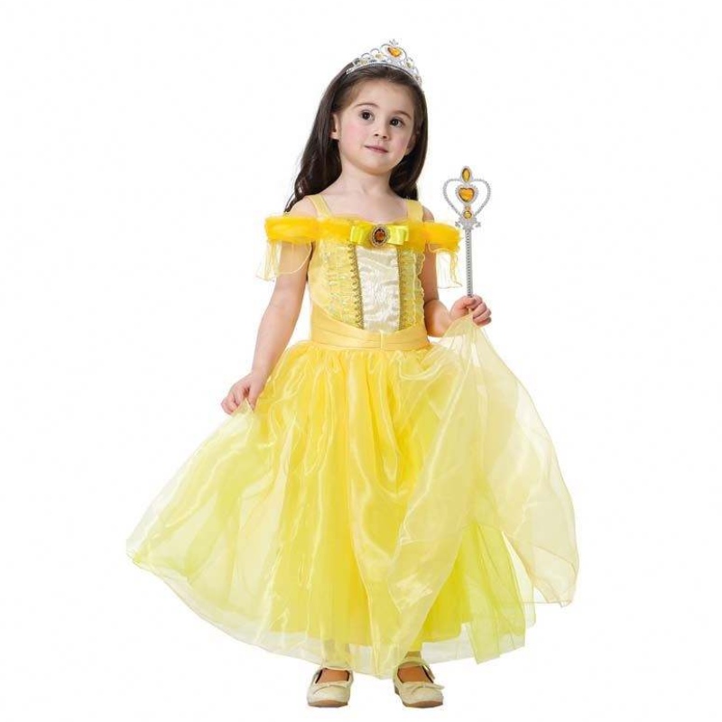 Halloween Geburtstagsfeier Cosplay-Kostüm für Kinder Prinzessin Belle Ballsaal Kleid HCBL-006