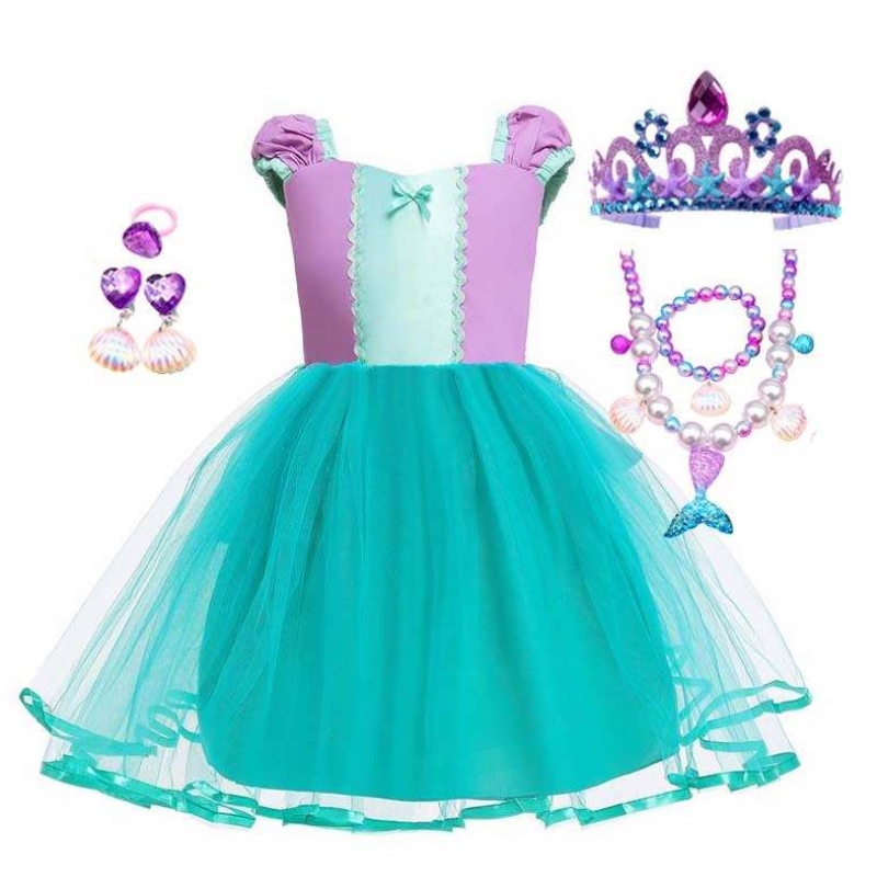 Little Angel Mermaid Alice Child Prinzessin Flauschiger blaues Tutu Meerjungfrau Themenkleid für Baby Girl HCMM-008