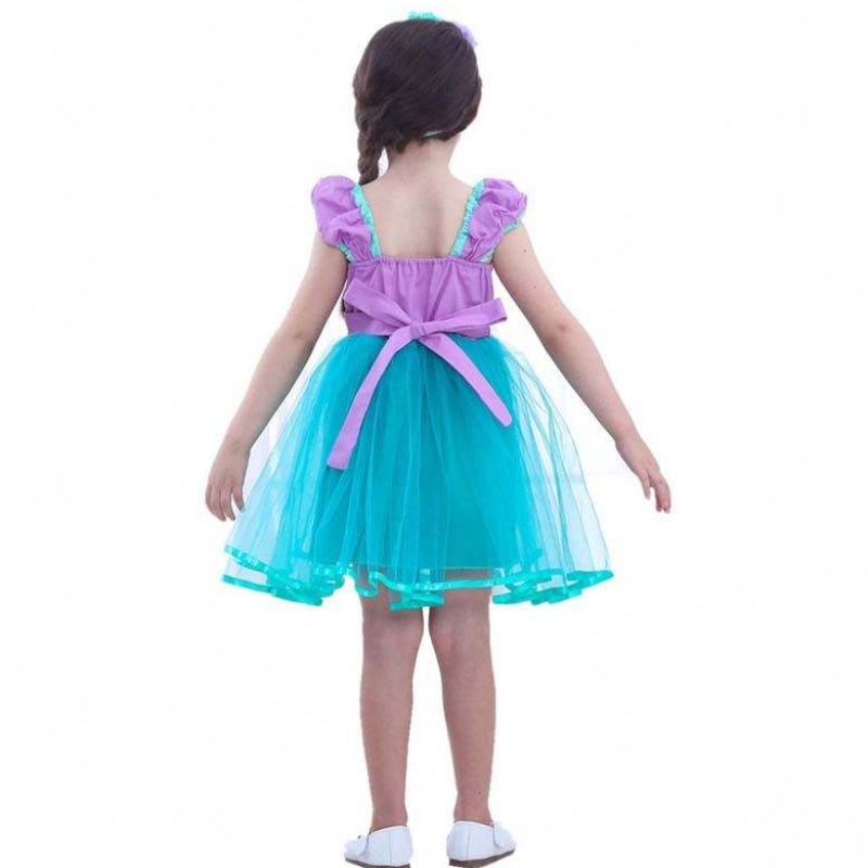 Little Angel Mermaid Alice Child Prinzessin Flauschiger blaues Tutu Meerjungfrau Themenkleid für Baby Girl HCMM-008