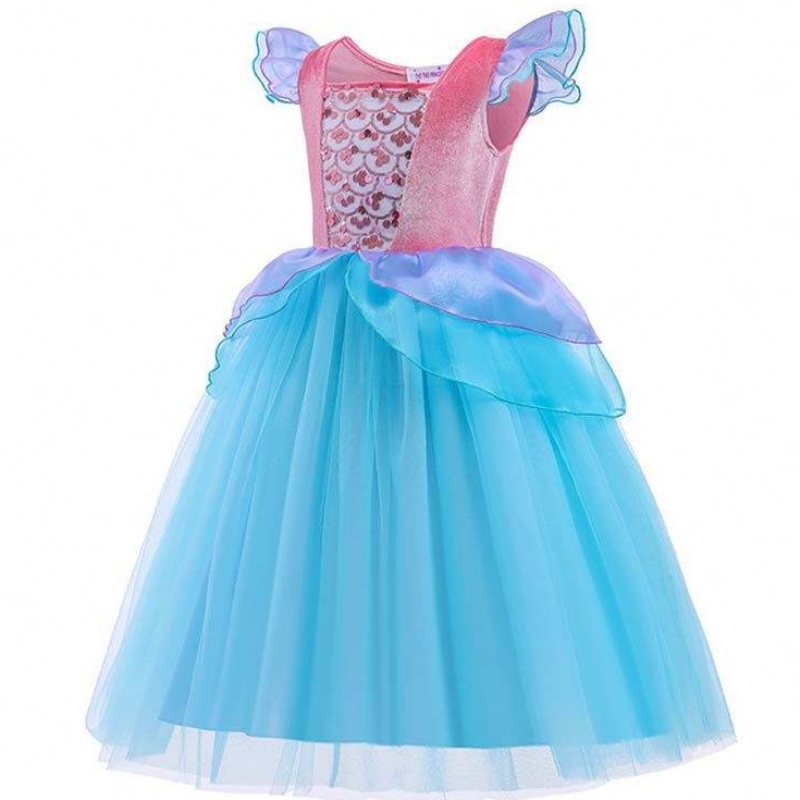 2022 Top Sales Halloween Child Princess Pailletten Ariel Blue Dress Kostüm HCMM-012