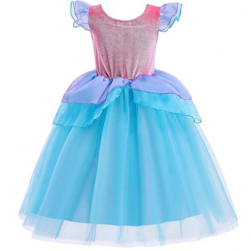 2022 Top Sales Halloween Child Princess Pailletten Ariel Blue Dress Kostüm HCMM-012