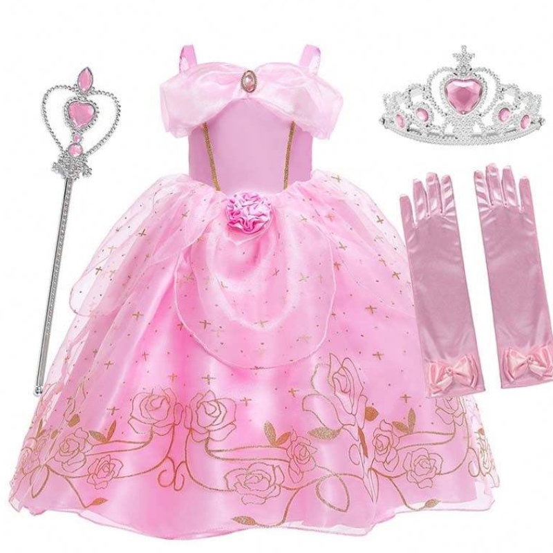 Kid Princess Kleider Mädchen Sommer Fancy Party Kleidung Pink Prinzessin Aurora Kostüm HCSP-012