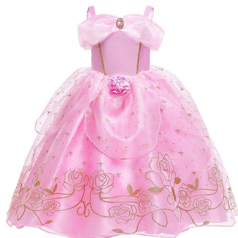 Kid Princess Kleider Mädchen Sommer Fancy Party Kleidung Pink Prinzessin Aurora Kostüm HCSP-012