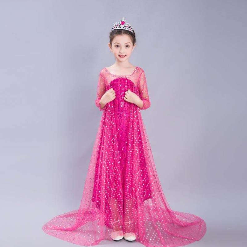 Baige Blue Elsa Pailletten Mädchen Kinder Halloween Cosplay Kostüm Elsa Ana Prinzessin Kleid