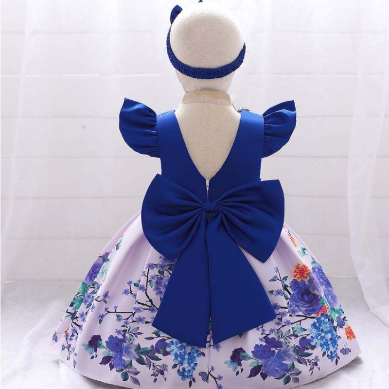 Baigeneue Modedruckmädchen Kleid Design Kinder Kinder Blume Geburtstagskleider Großhandel L2033XZ