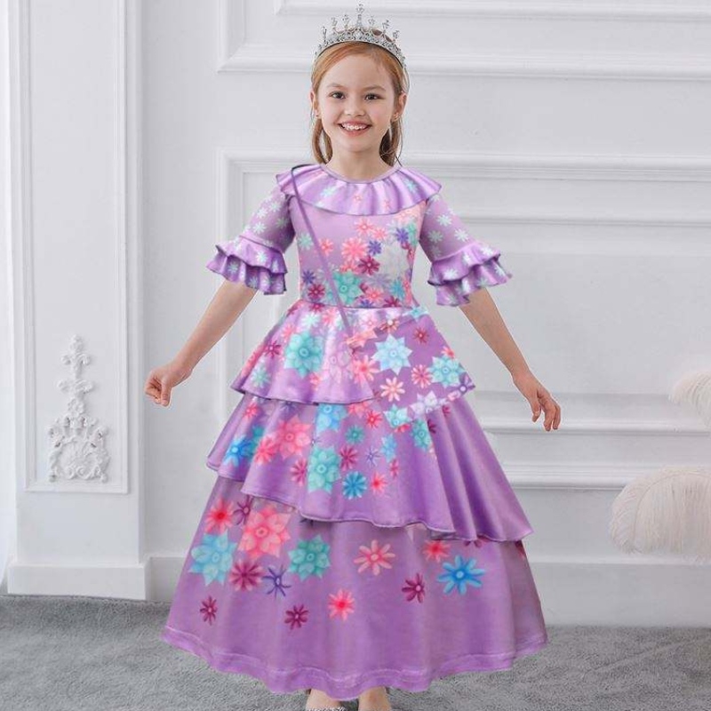 Baige lila Isabella Mirabel Encanto Cosplay Kostümkleid Mädchen Prinzessin Kleid MFMW001