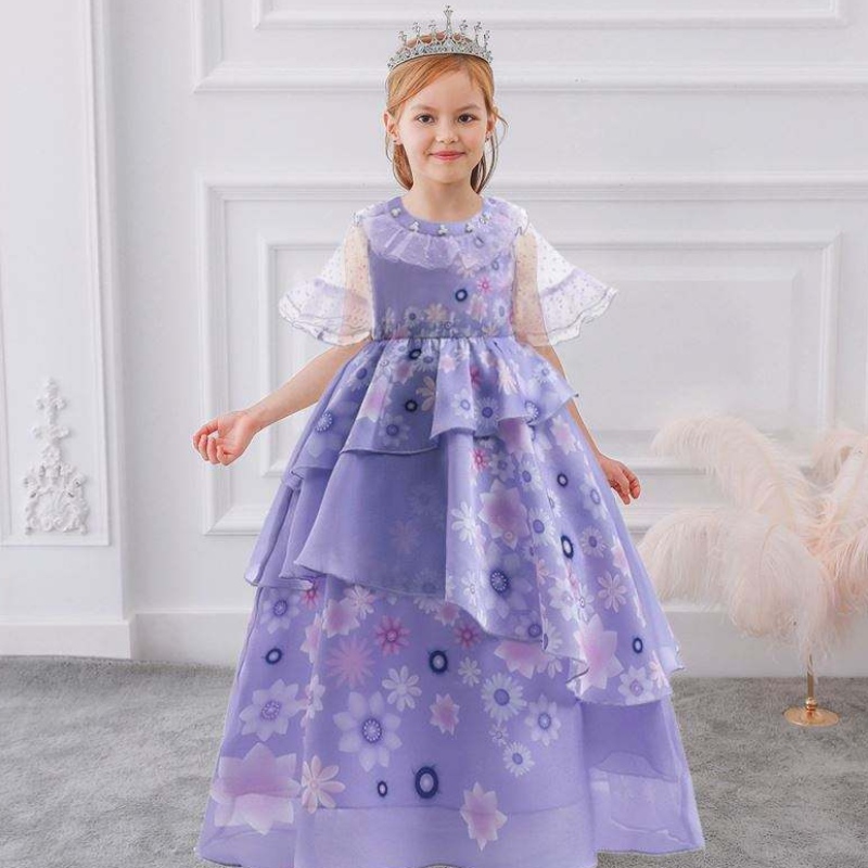 Baige lila Isabella Mirabel Encanto Cosplay Kostümkleid Mädchen Prinzessin Kleid MFMW001