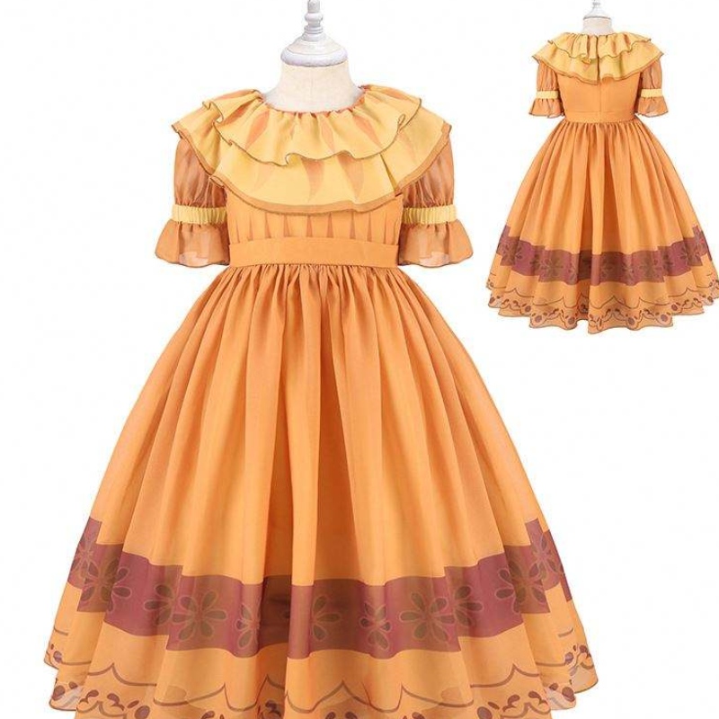 Baige Encanto Film Mirabel Isabella Pepa Prinzessin Kostüm für Mädchen Performance Kleid MFMW011