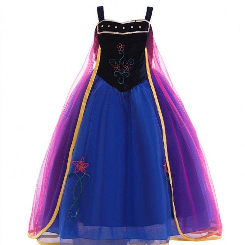 Großhandel Prinzessin Anna Elsa Kostüm Langkleid Kinder Weihnachtsfeier Cosplay Kostüm Kostüm für Mädchen L0695