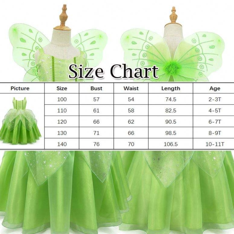 Baige Flower Girl Spot Cosplay Performance Cartoon Kostüm Tinker Bell Fairy Tinkerbell Prinzessin Kleid mit Flügel