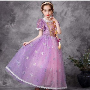 Baige European Style Princess Dress Halloween Party tragen Rapunzel Kostüm Flauschige Mesh Kleid