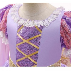 Baige Amazon Hot Sale Kids Kleider Cosplay Kostüme Halloween Sophia Rapunzel Kleid Prinzessin Long Party Kleid