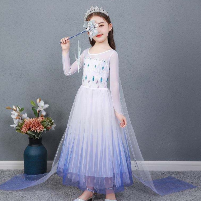 Baige Kids Girl Fancy Cosplay Long Cape Cosplay Party Prinzessin Elsa Kleid Kostüm