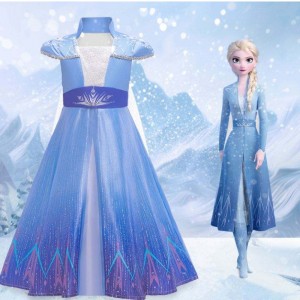 New Elsa Frocks Mode Kurzärmeles Mantel Halloween Fairy Princess Child Cosplay Kostüm