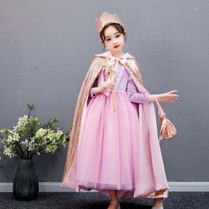 Baige Girl Paillierte Cape Snow Queen Elsa Anna Kostüm Halloween Weihnachtsfeier für Mädchen BX211