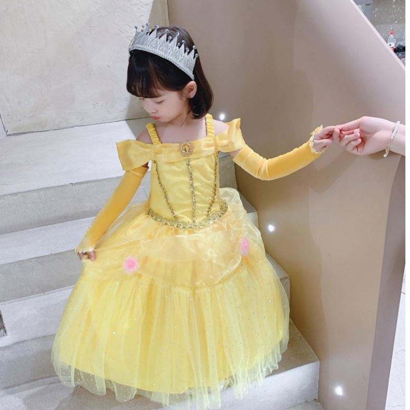 Schönheit und die Beast Belle Prinzessin Kleid Kids Girl Party Cosplay Kostüm