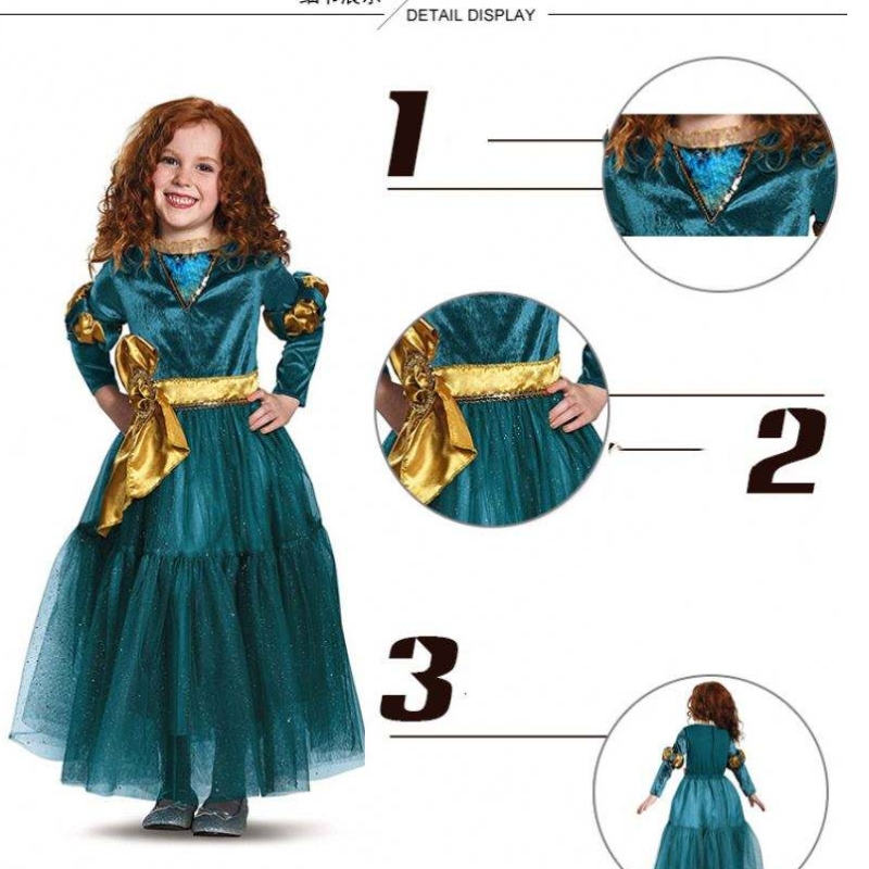 Mädchen Cosplay Prinzessin Kleid kleine Abenteuer mittelalterliche Prinzessin Dress Up Kostüm Merida Kostüm für Mädchen