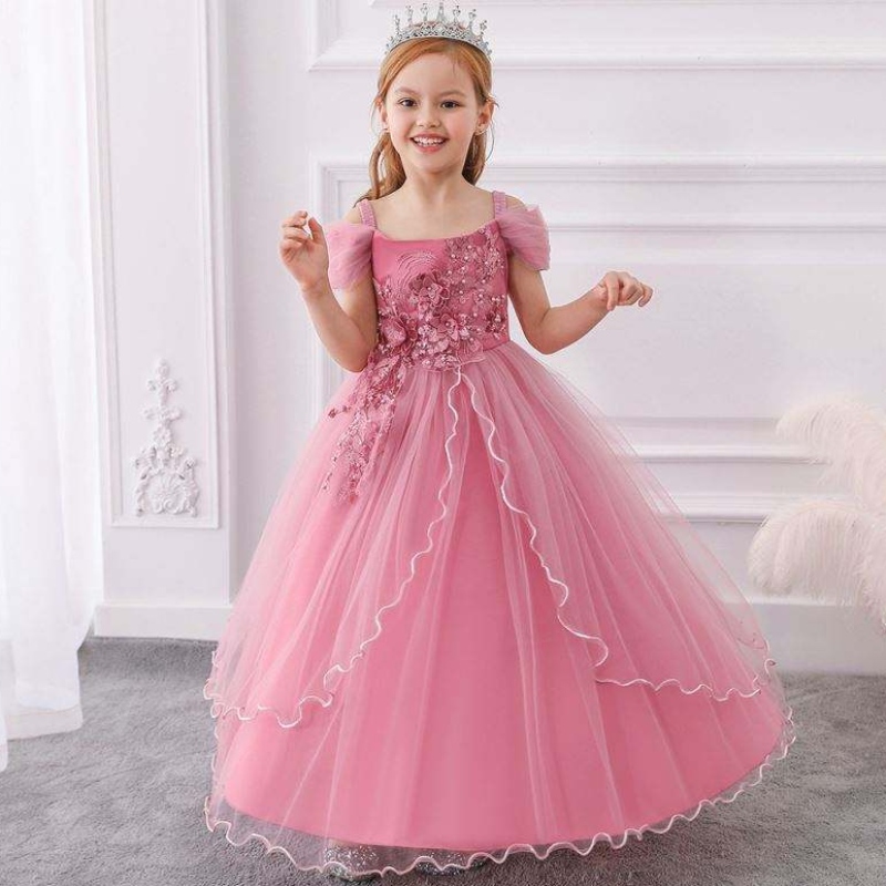 Hochwertige Baby-Kleidungsdesigns Boutique Girls gewachsenes Kleid Western Style for Kids Evening Party Girl Kleid LP-213