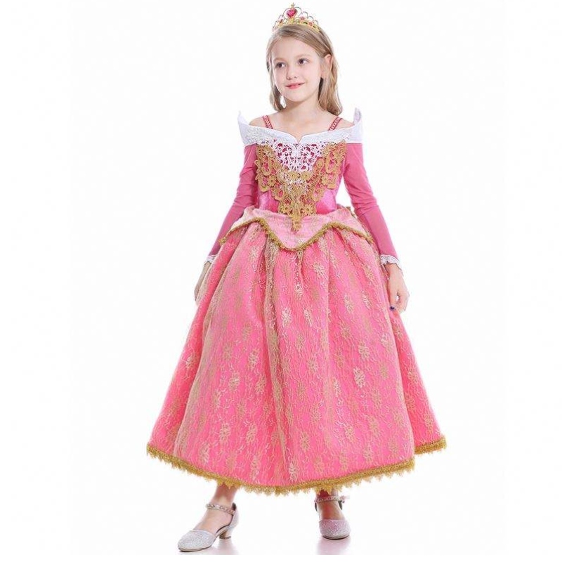 Baige 2021 Neue Mädchen Cosplay Elsa Kleider Kinder Kleidung Kleidung Polyester Muster Anna Prinzessin Party Kleid