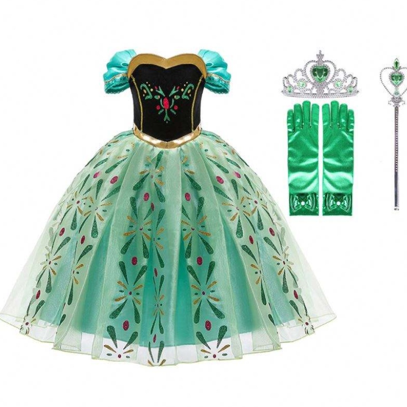 Anna Kleid für Girl Cosplay Snow Queen Prinzessin Kostüm Kinder Halloween Kleidung Kinder Geburtstag Karneval Kostüm und Perücke