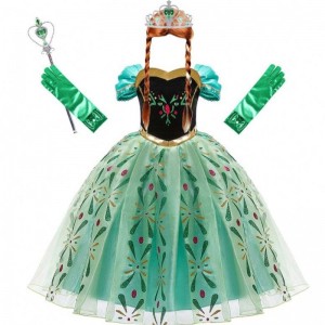 Anna Kleid für Girl Cosplay Snow Queen Prinzessin Kostüm Kinder Halloween Kleidung Kinder Geburtstag Karneval Kostüm und Perücke