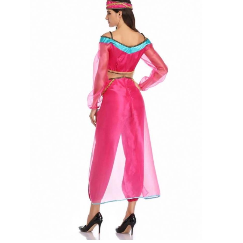 Großhandel sexy Frauen Langarm Arabisch Indien Jasmine Prinzessin Kostüm Halloween Fairy Griechische Göttin Lady Cosplay Kostüm