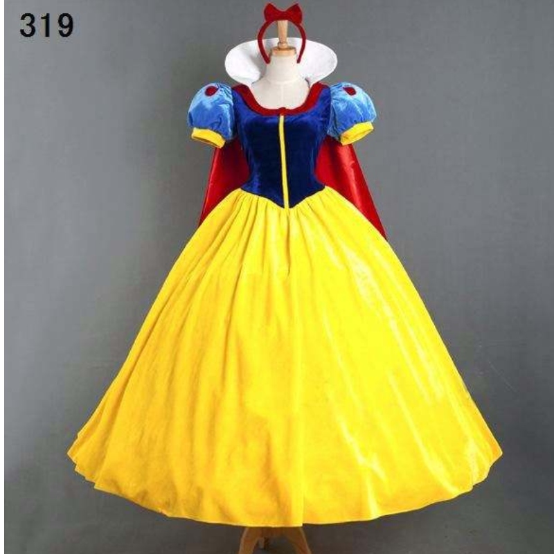 Großhandel Frauen Erwachsene Halloween Cartoon Prinzessin Schneewittchen Kostüm zum Verkauf weiße Schnee Prinzessin mit Trubel