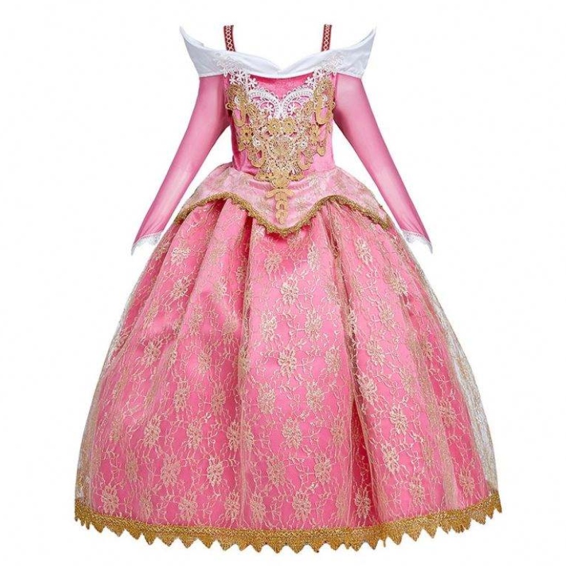 Girl Fancy Deluxe Dornröschen Halloween Prinzessin Kostüm Party Aurora Dress up Kinder rot geschichtete Weihnachtsfest -Ball -Ballkleid