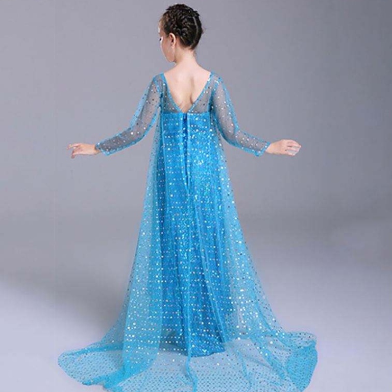 Elsa Kleider Kinder Mädchen Kostüm Schnee Königin 2 Elsa Blue Pink Paillett Langarm Kleid TV&Film Kostüme für Mädchen