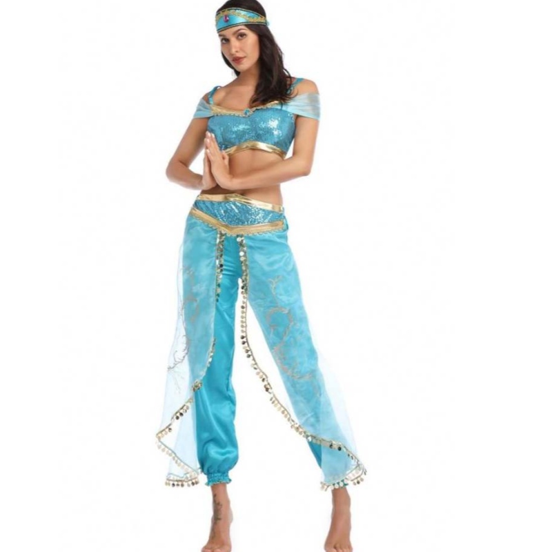Großhandel sexy Jasmine Aladdin Hosen Frauen Kostüm Prinzessin Kostüm Erwachsener Araber Bauchtänzer Kostüm Prinzessin Jasmine Cosplay