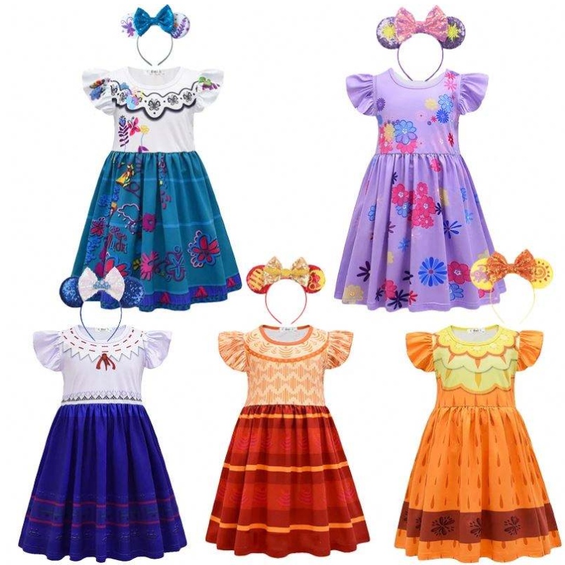 Mädchen Encanto Charme Kleid Encanto Verkleidung Carnival Sommer Jungfrau Kinder Prinzessin Midi Mirabel Isabela Geburtstagsfeier Kleid u