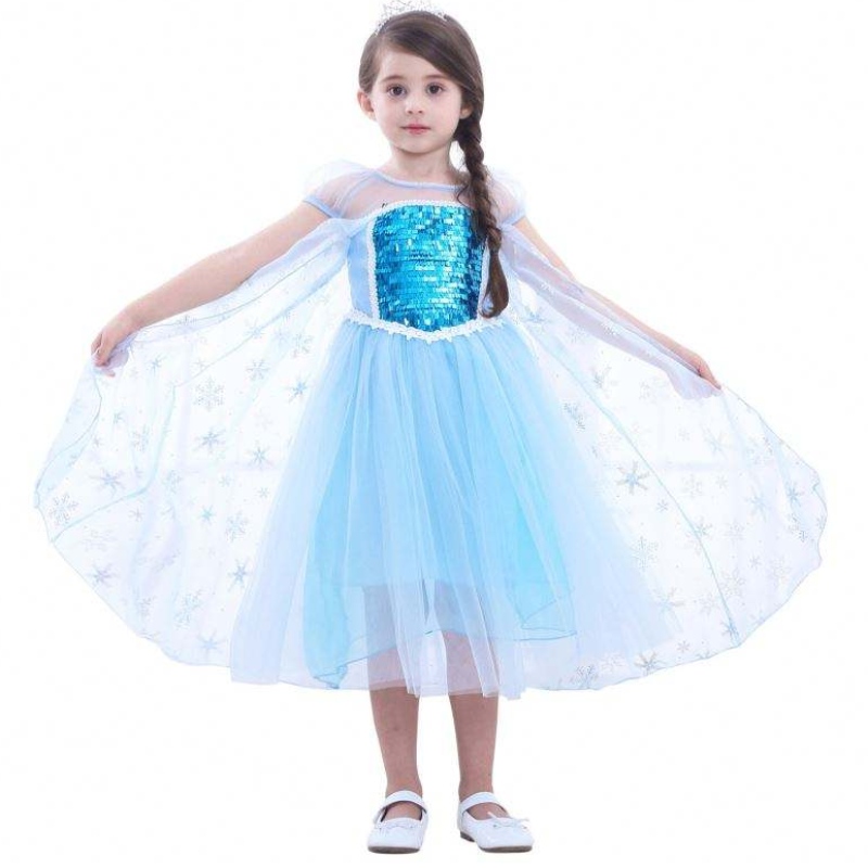 Mädchen Elsa Prinzessin Elsa Anna Fashion Kids Kostüm Cosplay Kostüm Halloween Kinder Kleid mit Cape Kleid 3-10 Jahre
