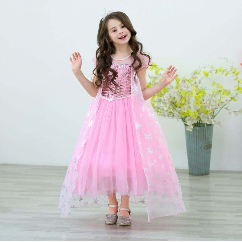 Mädchen Elsa Prinzessin Elsa Anna Fashion Kids Kostüm Cosplay Kostüm Halloween Kinder Kleid mit Cape Kleid 3-10 Jahre