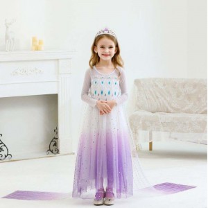 New Girl Prinzessin Elsa Kleid Kinder Sommerkleid für Mädchen lila Elsa Kleid für Kinder 2-10 Jahre
