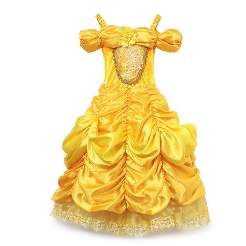 Mädchen Belle Prinzessin Kleid Kids Kids Belle Cosplay Kostüme Baby Girl Dress Up Kleid gelbe Kostüm für Kleinkind Halloween Party