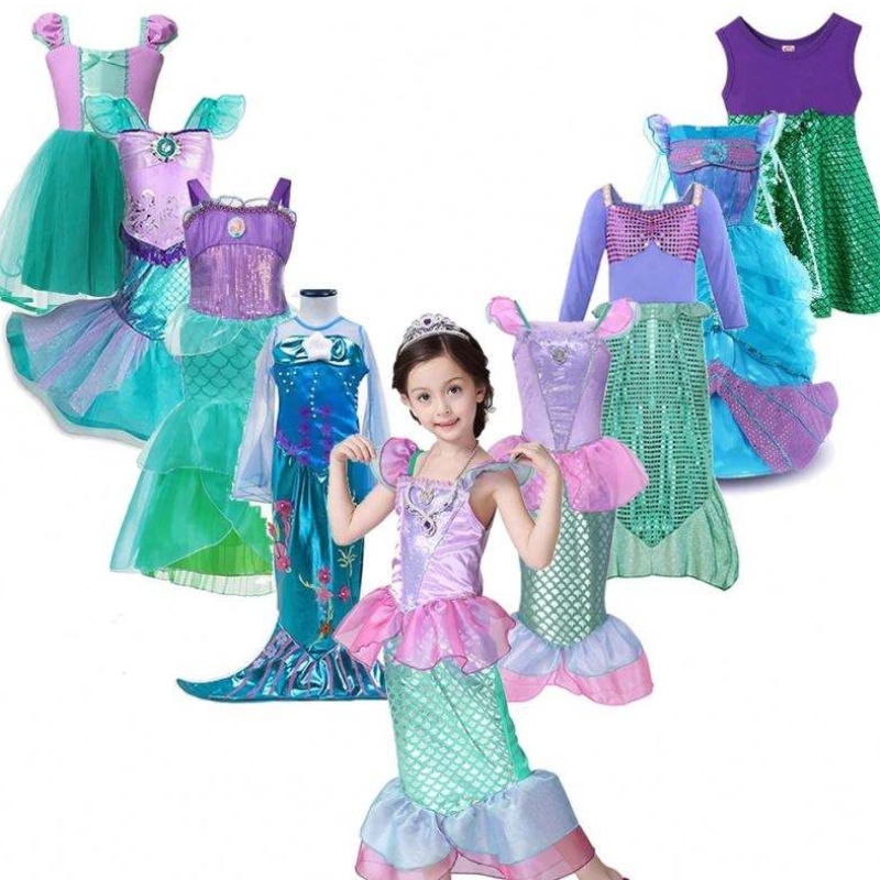 Mädchen kleine Meerjungfrau Ariel Prinzessin Kleid Cosplay Kostüme für Kinder Baby Mädchen Meerjungfrau Kleider setzt Kinder Halloween Kleidung