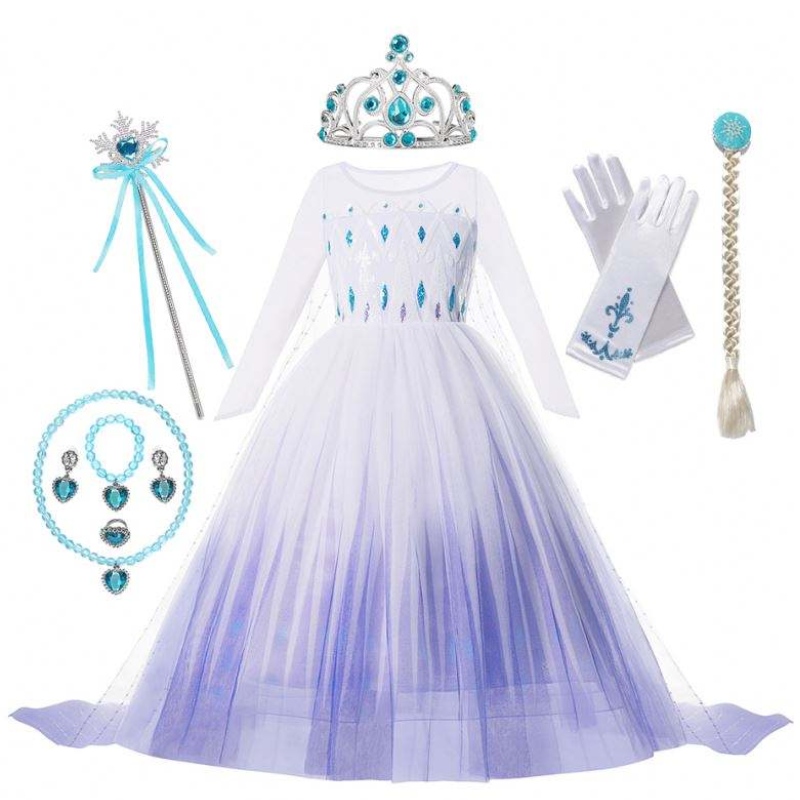 Anna Elsa Prinzessin Kostüme für Kinder Halloween Weihnachtsfeier Cosplay Snow Queen FOTHE Kleider Mädchen Schneeflocken Prom Kleid