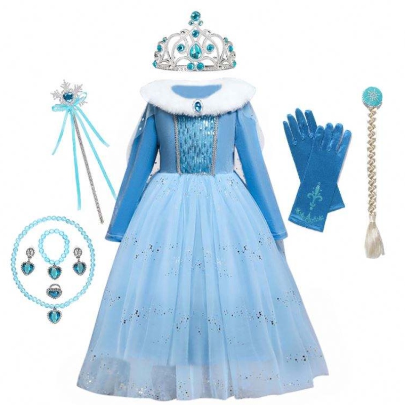 Anna Elsa Prinzessin Kostüme für Kinder Halloween Weihnachtsfeier Cosplay Snow Queen FOTHE Kleider Mädchen Schneeflocken Prom Kleid