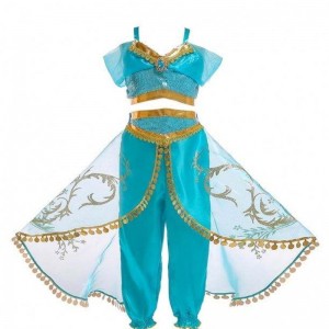 Aladdin Jasmine Kostüm Kinder Kinder Mädchen Jasminprineller Kostüme Halloween Party Bauch Tanz für Kinder Mädchen Cosplay