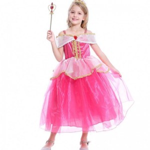 Mädchen Aurora Prinzessin Kleid lange Ärmel von Schulterspitze Robe Kinder Helloween/christmas Geschenk schicke Party -Outfits