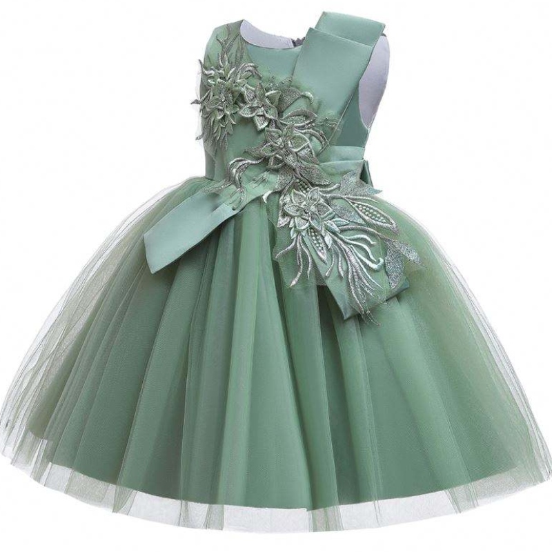 Baige Blumenmädchen süße ärmellose Kinderparty Kleid Big Bow Blumen Hochzeit Geburtstag Prinzessin Kleid