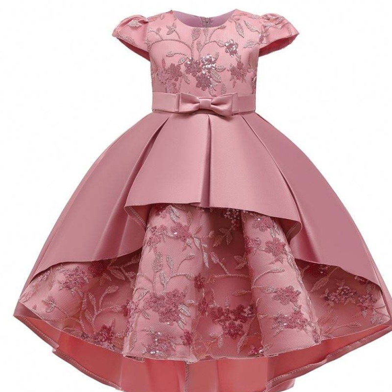 Baige hochwertige Kinder Langes Kleidungsstück Girls Party Kleider Kurzarm Kleider Kleiderkleid Design für Baby Girl