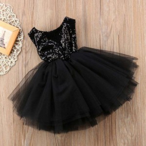 Heiße Verkäufe Kinder Kleidung geschwollener Prinzessin Rock Pailletten Baby Blumenmädchen Rückenfreies Tutu Kleid