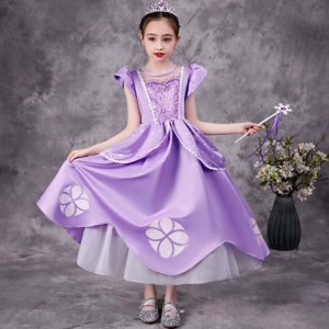Baige Purple Sofia Rapunzel Elsa Anna Belle Prinzessin Kleid TV -Film Kostüme Sofiya Prinzessin für Mädchen