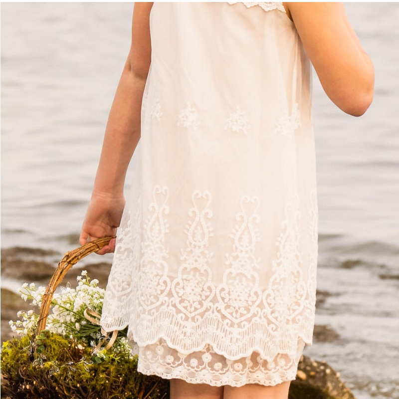 Mädchen Kleidung Sommer 2022 Mädchen Baumwolle Spitzenkleid für Kinder Kleidung weiße Spitze Prinzessin Korean süßes Kleid