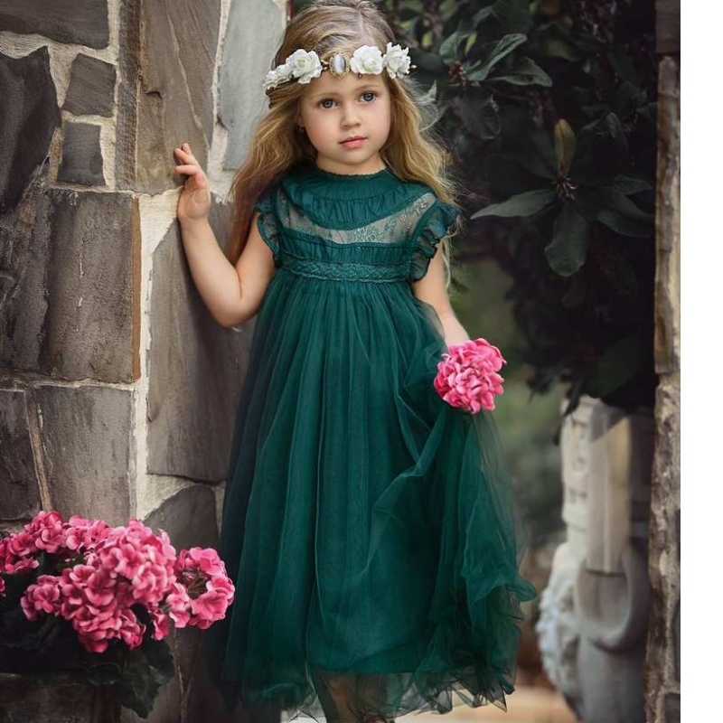 Spitze Kleinkind Baby Girls Kleider 2-10 Prinzessin Tutu Tüll Party Brautjungfer Hochzeit Blumenmädchen Kleid